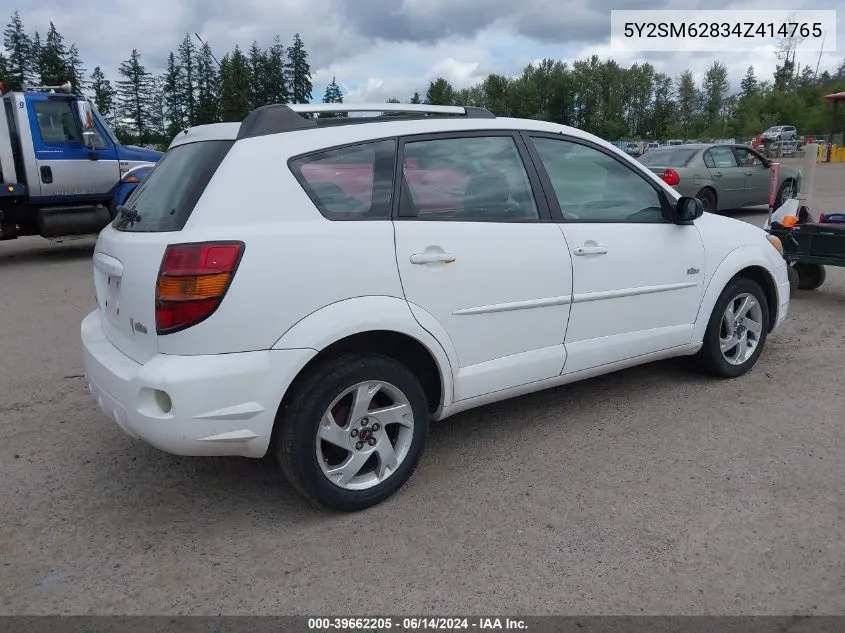 2004 Pontiac Vibe VIN: 5Y2SM62834Z414765 Lot: 39662205