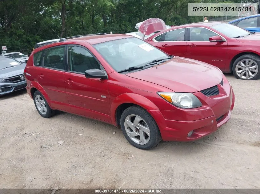 2004 Pontiac Vibe VIN: 5Y2SL62834Z445484 Lot: 39731473