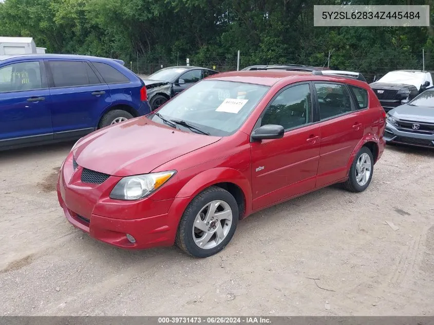 2004 Pontiac Vibe VIN: 5Y2SL62834Z445484 Lot: 39731473