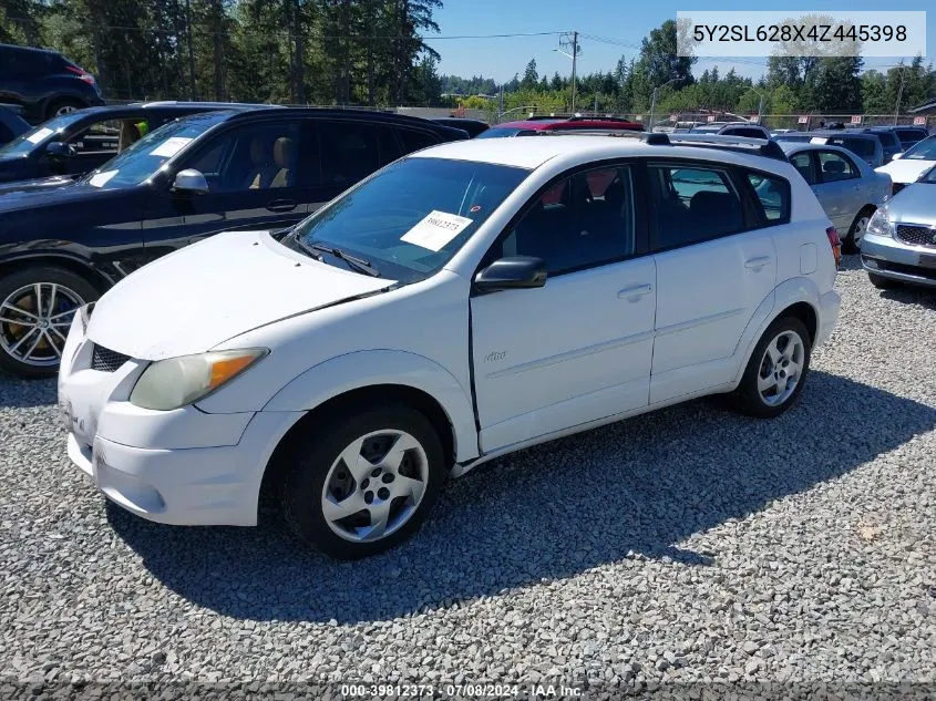 2004 Pontiac Vibe VIN: 5Y2SL628X4Z445398 Lot: 39812373