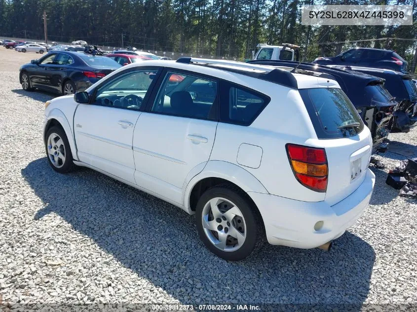 2004 Pontiac Vibe VIN: 5Y2SL628X4Z445398 Lot: 39812373