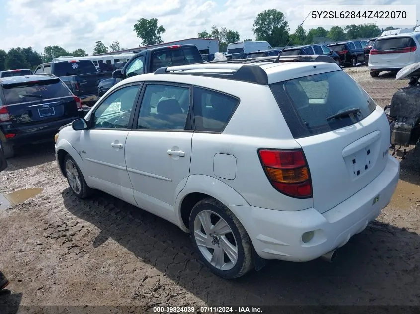 2004 Pontiac Vibe VIN: 5Y2SL62844Z422070 Lot: 39824039