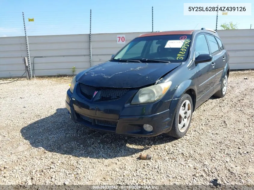 2004 Pontiac Vibe VIN: 5Y2SL62824Z439126 Lot: 39837542