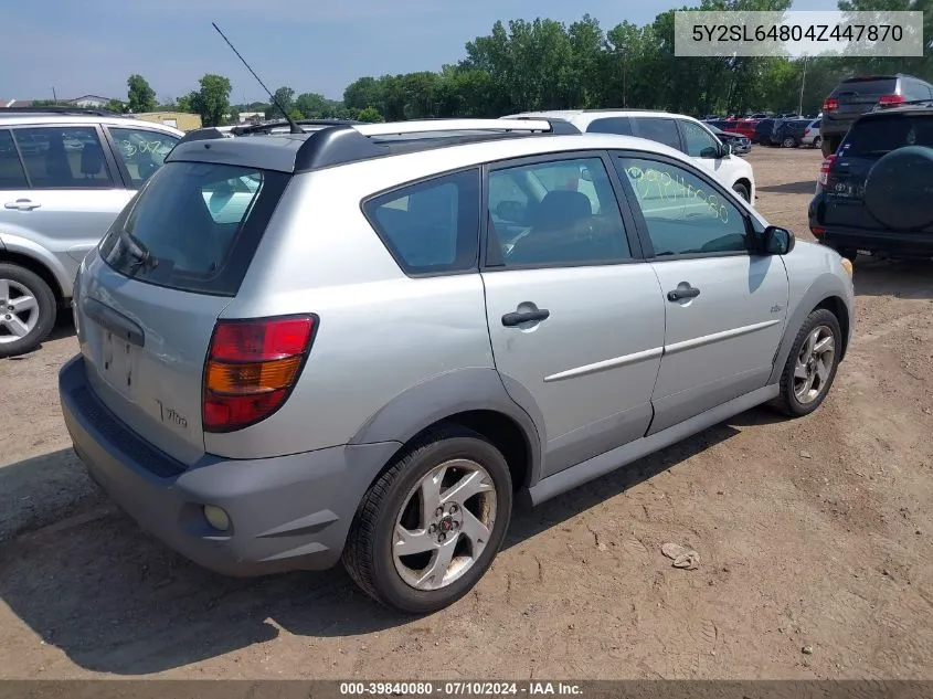 2004 Pontiac Vibe VIN: 5Y2SL64804Z447870 Lot: 39840080