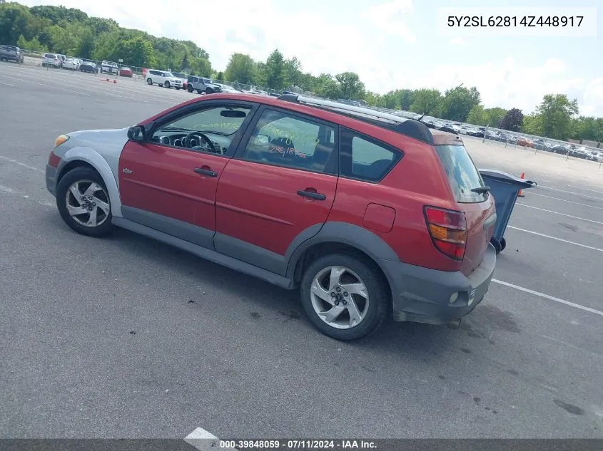 2004 Pontiac Vibe VIN: 5Y2SL62814Z448917 Lot: 39848059