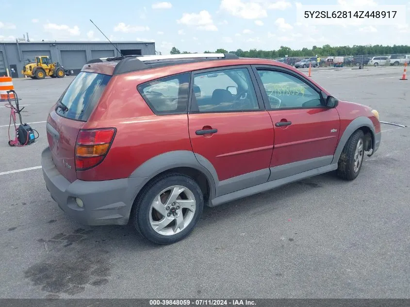 2004 Pontiac Vibe VIN: 5Y2SL62814Z448917 Lot: 39848059