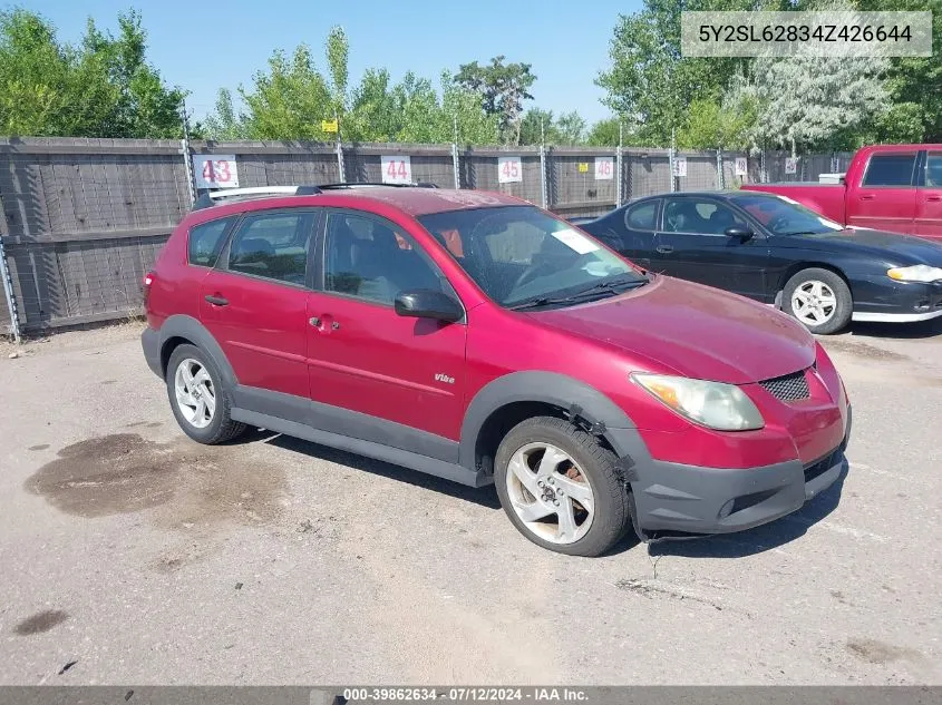 2004 Pontiac Vibe VIN: 5Y2SL62834Z426644 Lot: 39862634