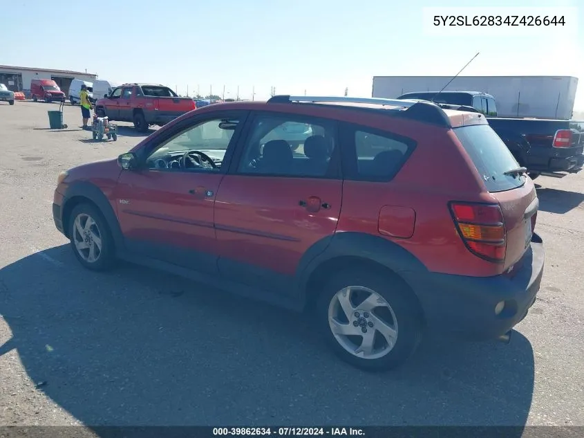 2004 Pontiac Vibe VIN: 5Y2SL62834Z426644 Lot: 39862634