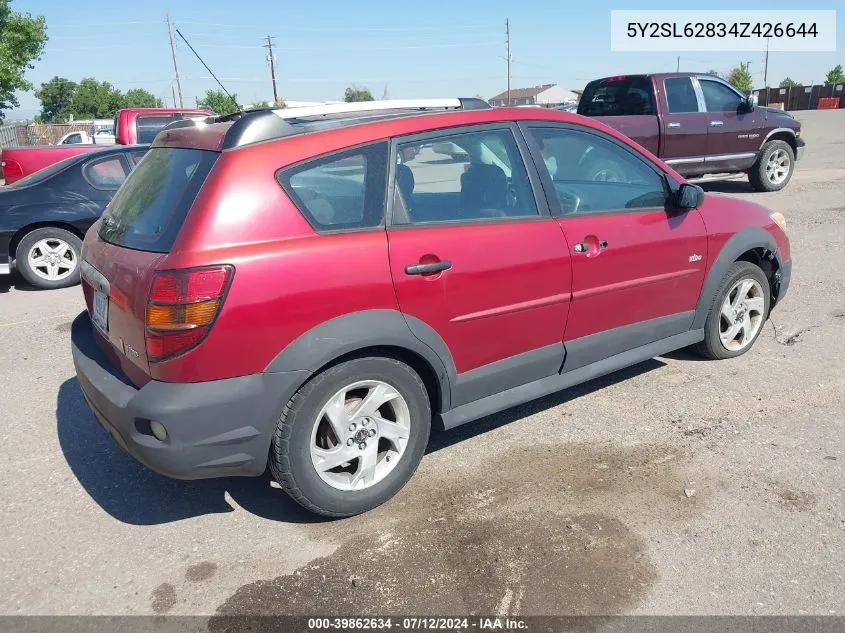 2004 Pontiac Vibe VIN: 5Y2SL62834Z426644 Lot: 39862634