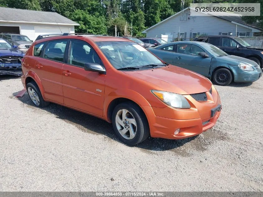 2004 Pontiac Vibe VIN: 5Y2SL62824Z452958 Lot: 39864858