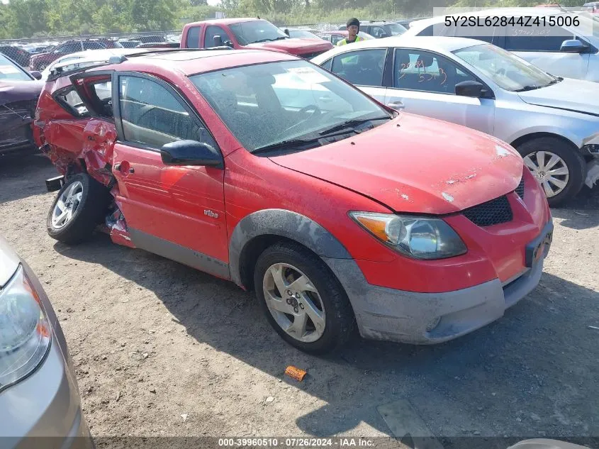 2004 Pontiac Vibe VIN: 5Y2SL62844Z415006 Lot: 39960510