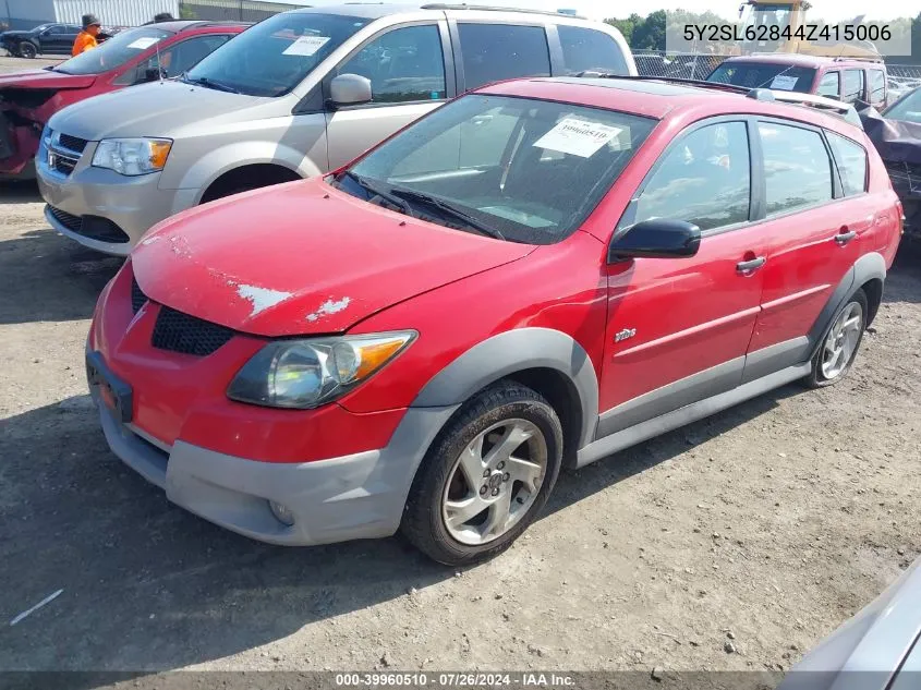 2004 Pontiac Vibe VIN: 5Y2SL62844Z415006 Lot: 39960510