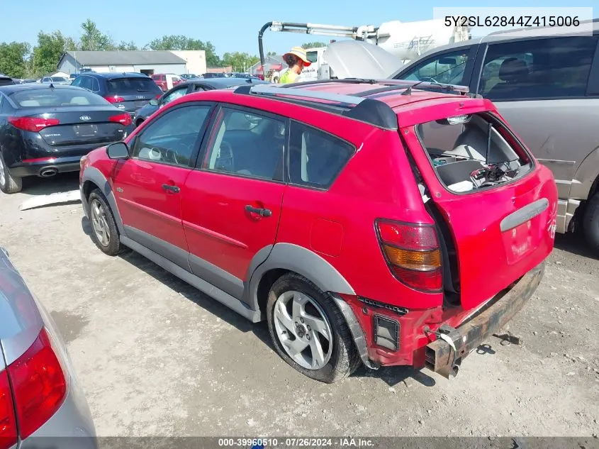 2004 Pontiac Vibe VIN: 5Y2SL62844Z415006 Lot: 39960510