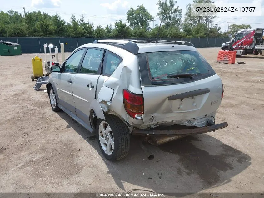 2004 Pontiac Vibe VIN: 5Y2SL62824Z410757 Lot: 40103745