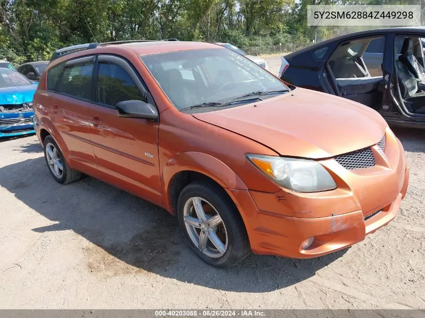 2004 Pontiac Vibe VIN: 5Y2SM62884Z449298 Lot: 40203085