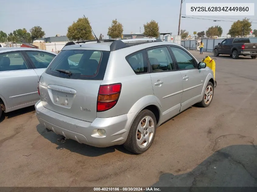 2004 Pontiac Vibe VIN: 5Y2SL62834Z449860 Lot: 40210186