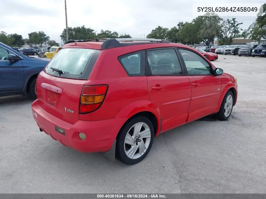 2004 Pontiac Vibe VIN: 5Y2SL62864Z458049 Lot: 40361634