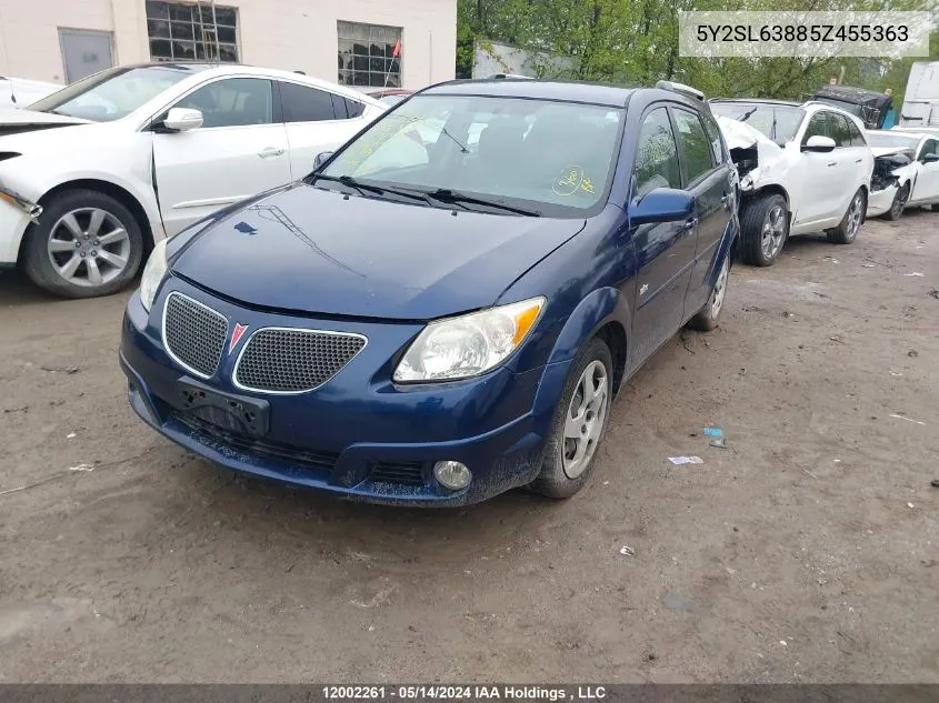 2005 Pontiac Vibe VIN: 5Y2SL63885Z455363 Lot: 12002261