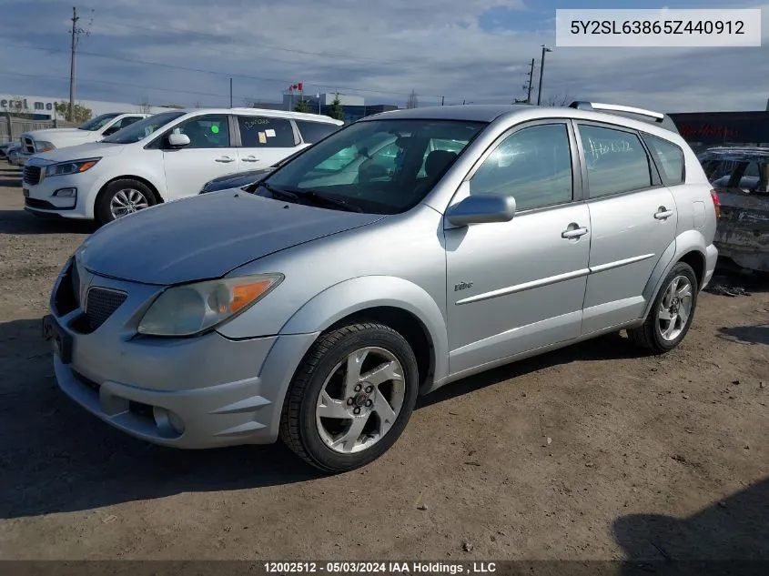 2005 Pontiac Vibe VIN: 5Y2SL63865Z440912 Lot: 12002512