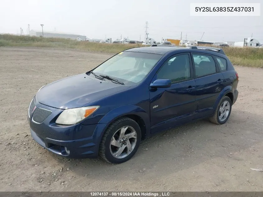 2005 Pontiac Vibe VIN: 5Y2SL63835Z437031 Lot: 12074137