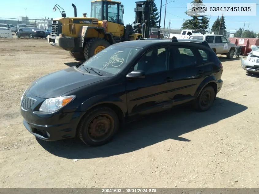 2005 Pontiac Vibe VIN: 5Y2SL63845Z451035 Lot: 30041603