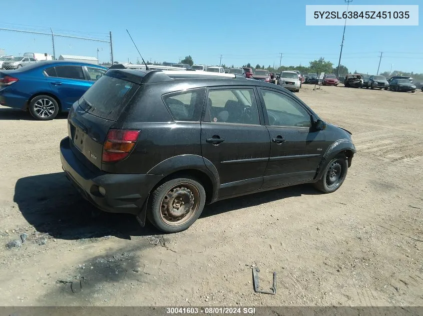 2005 Pontiac Vibe VIN: 5Y2SL63845Z451035 Lot: 30041603