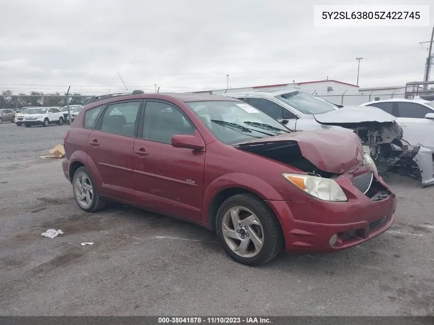 2005 Pontiac Vibe VIN: 5Y2SL63805Z422745 Lot: 38041878