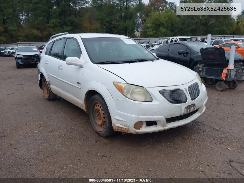 2005 Pontiac Vibe VIN: 5Y2SL638X5Z425636 Lot: 38046501