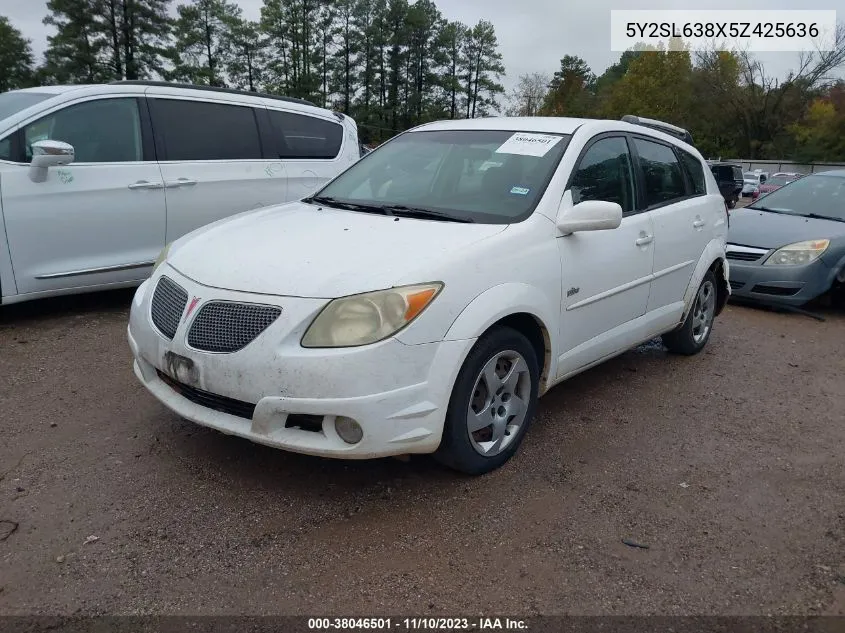 2005 Pontiac Vibe VIN: 5Y2SL638X5Z425636 Lot: 38046501