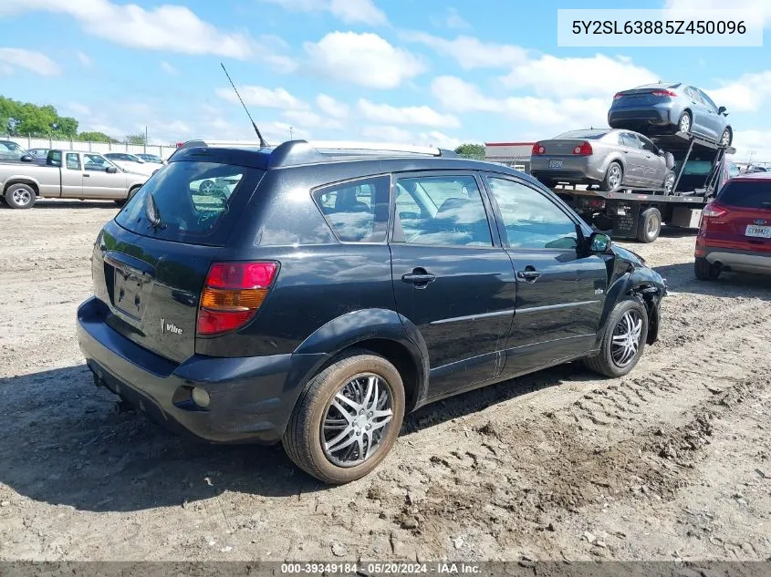 2005 Pontiac Vibe VIN: 5Y2SL63885Z450096 Lot: 39349184