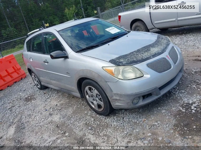 2005 Pontiac Vibe VIN: 5Y2SL638X5Z456255 Lot: 39419450