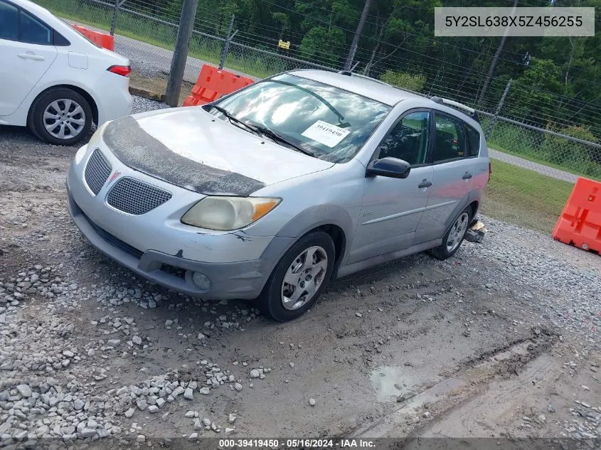 2005 Pontiac Vibe VIN: 5Y2SL638X5Z456255 Lot: 39419450