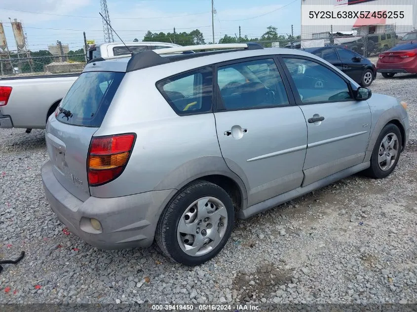 2005 Pontiac Vibe VIN: 5Y2SL638X5Z456255 Lot: 39419450