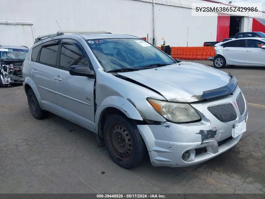 2005 Pontiac Vibe VIN: 5Y2SM63865Z429986 Lot: 39448528