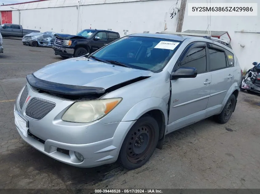 2005 Pontiac Vibe VIN: 5Y2SM63865Z429986 Lot: 39448528