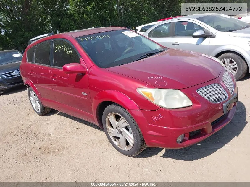 2005 Pontiac Vibe VIN: 5Y2SL63825Z424772 Lot: 39454664