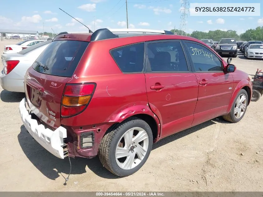 2005 Pontiac Vibe VIN: 5Y2SL63825Z424772 Lot: 39454664