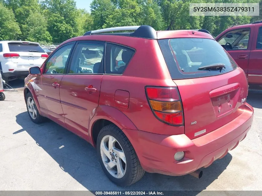 2005 Pontiac Vibe VIN: 5Y2SM63835Z479311 Lot: 39485811