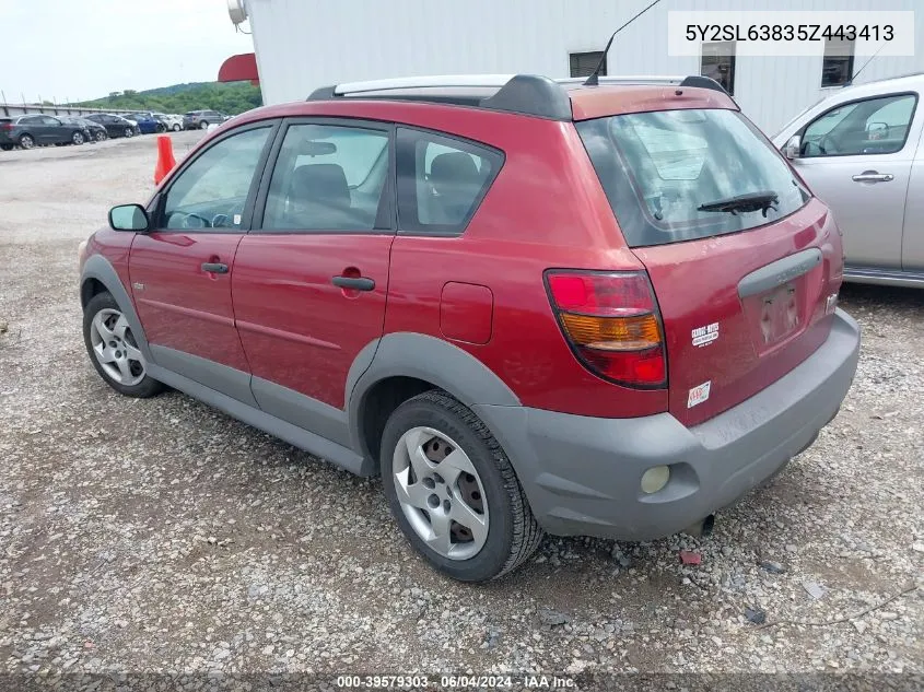 2005 Pontiac Vibe VIN: 5Y2SL63835Z443413 Lot: 39579303