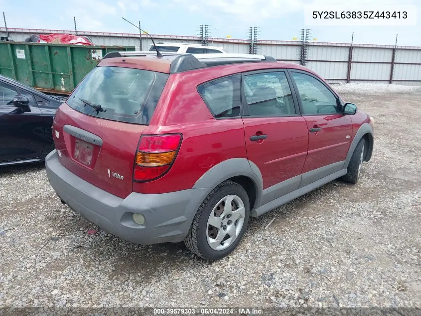 2005 Pontiac Vibe VIN: 5Y2SL63835Z443413 Lot: 39579303