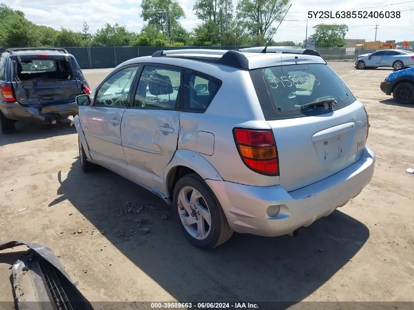 2005 Pontiac Vibe VIN: 5Y2SL638552406038 Lot: 39589663