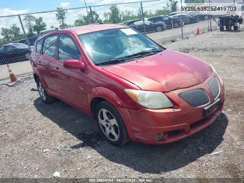 2005 Pontiac Vibe VIN: 5Y2SL63825Z419703 Lot: 39604204