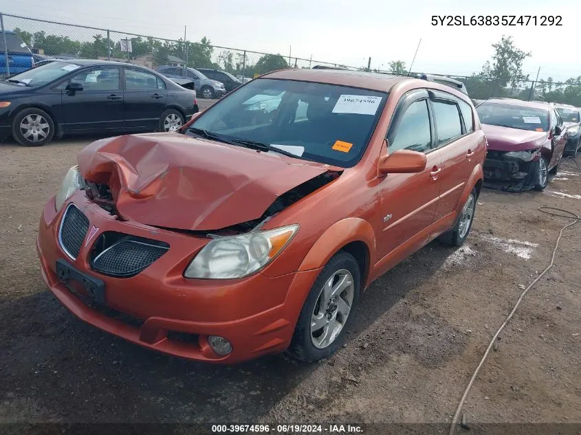 2005 Pontiac Vibe VIN: 5Y2SL63835Z471292 Lot: 39674596