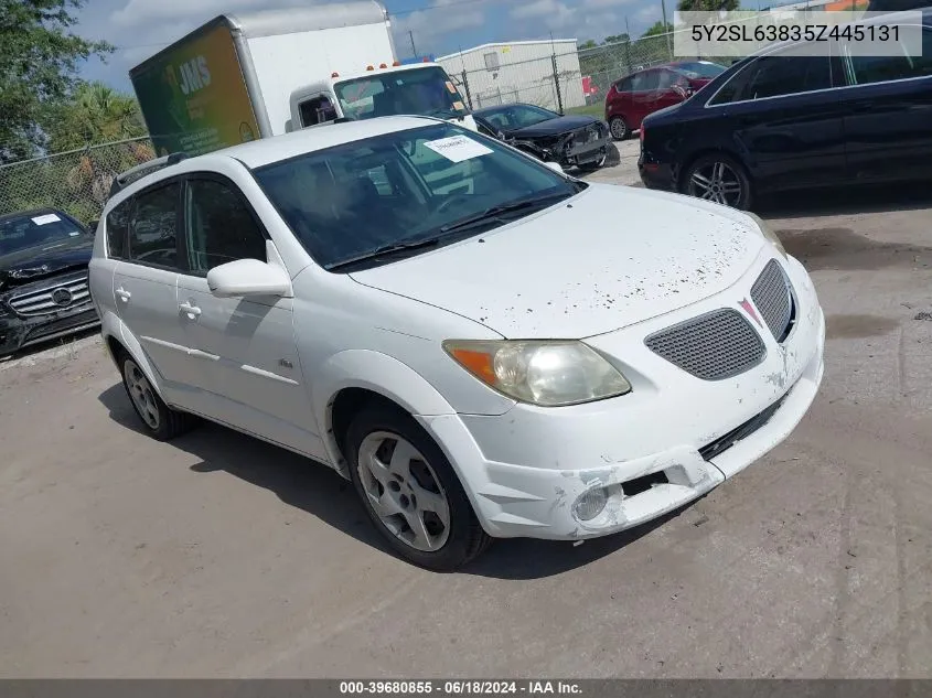 2005 Pontiac Vibe VIN: 5Y2SL63835Z445131 Lot: 39680855