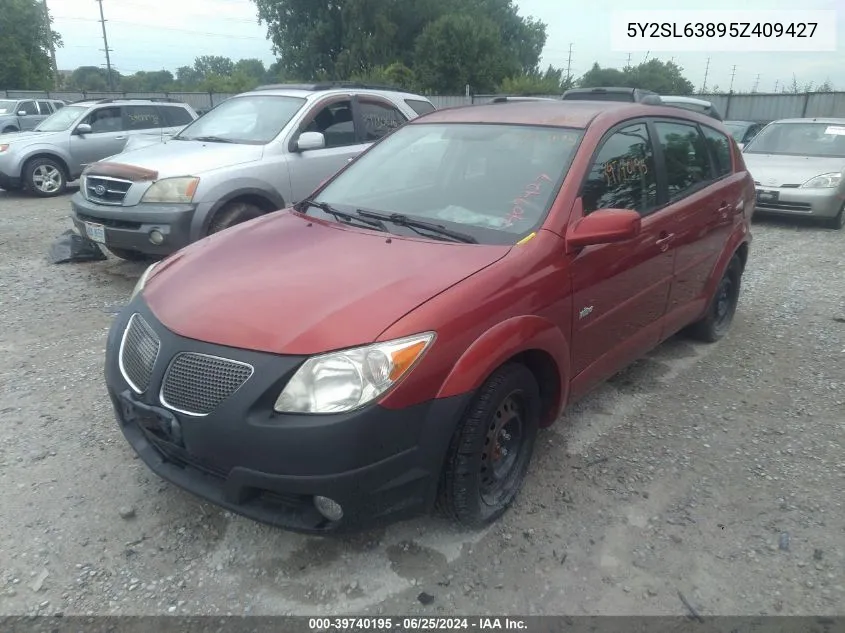 2005 Pontiac Vibe VIN: 5Y2SL63895Z409427 Lot: 39740195