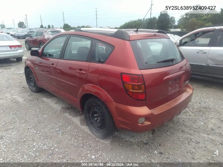 2005 Pontiac Vibe VIN: 5Y2SL63895Z409427 Lot: 39740195