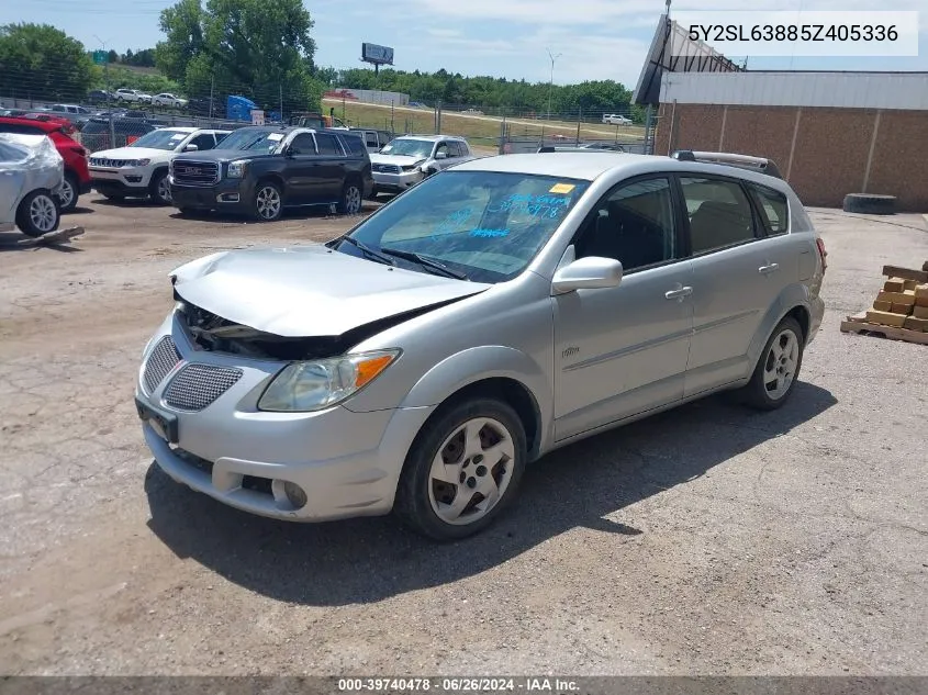 2005 Pontiac Vibe VIN: 5Y2SL63885Z405336 Lot: 39740478