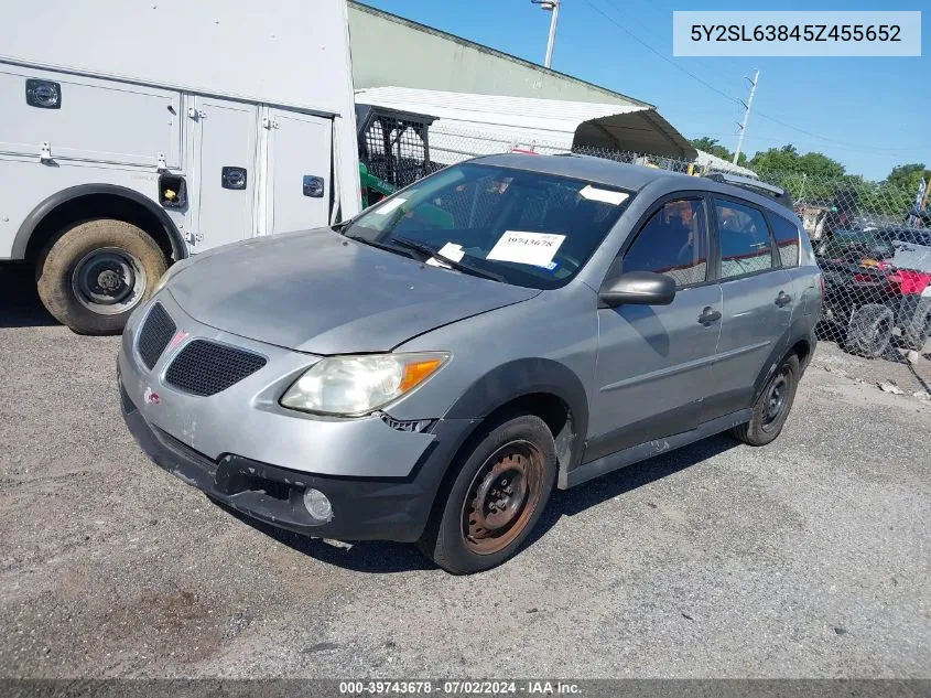 2005 Pontiac Vibe VIN: 5Y2SL63845Z455652 Lot: 39743678