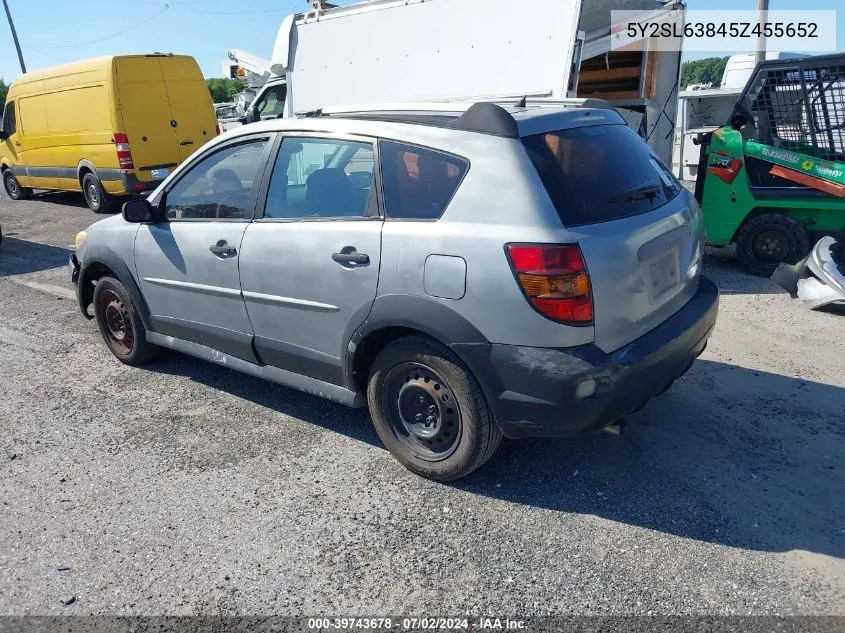 2005 Pontiac Vibe VIN: 5Y2SL63845Z455652 Lot: 39743678