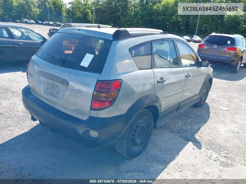 2005 Pontiac Vibe VIN: 5Y2SL63845Z455652 Lot: 39743678